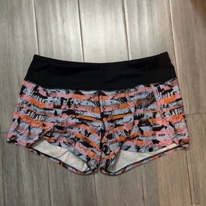lululemon athletica Black and Orange Patterned Athletic Shorts